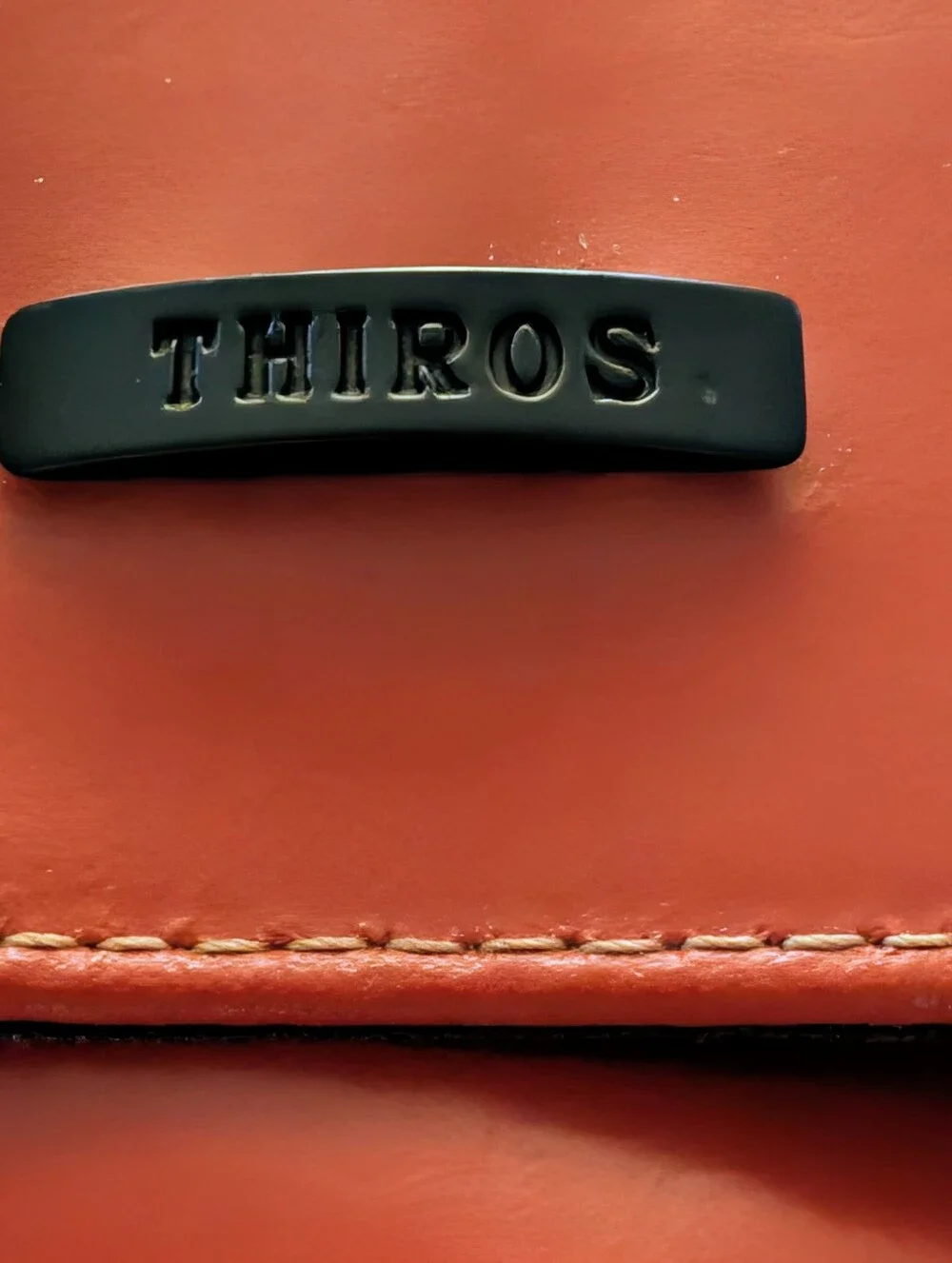 Vintage 2001 THIROS Greek Leather Floating Clutch Minimalist Modernist Restored